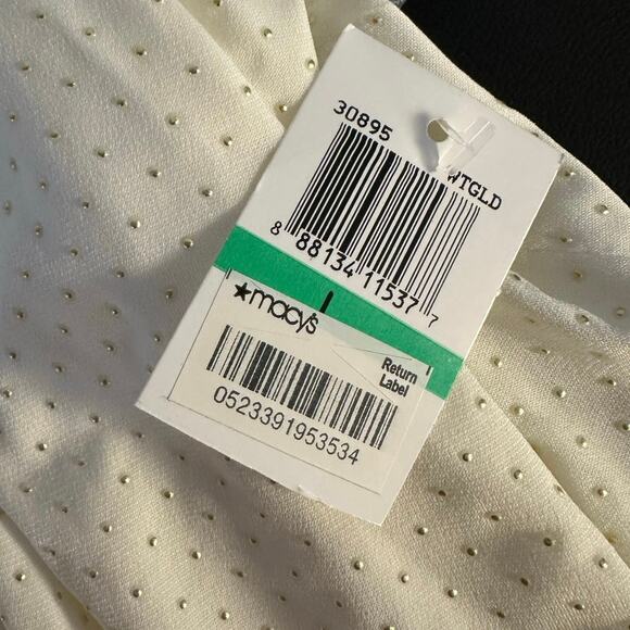 NWT MSK White and Gold Metallic Knee Length Halter Dress Size L - Picture 6 of 8